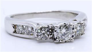 Zales Past Present Future 10K White Gold Round Diamond Engagement Ring Size 7.5